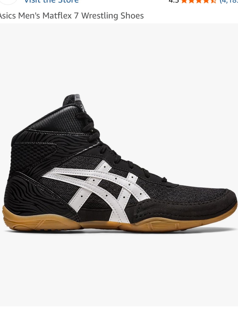 Asics Wrestling MATFLEX 7 Shoe Size 11.5 10181A051 Black & White Matflex